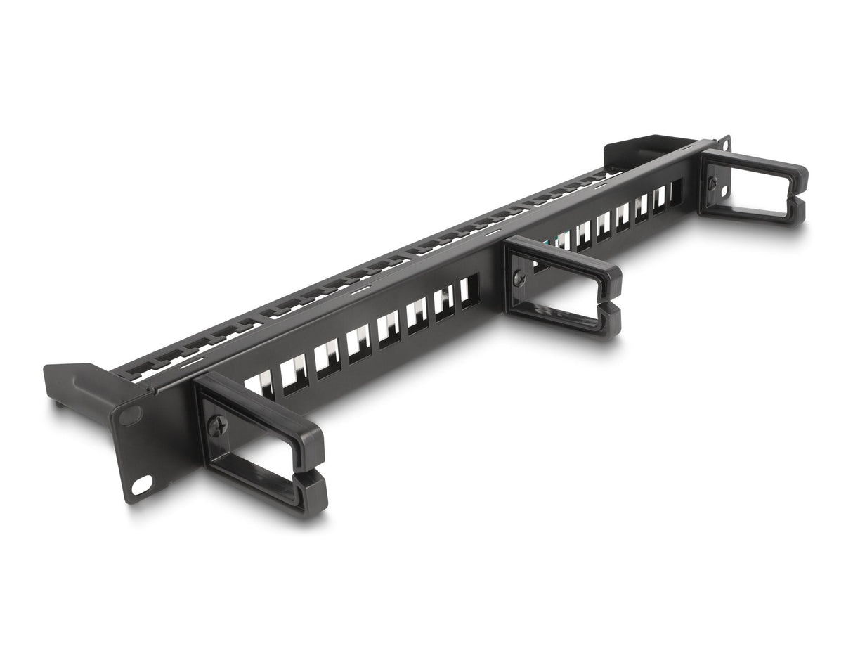 Delock 19? Keystone Patchpanel 16 Port Mit 3 Bügeln Und Entlastungsschiene 1 He Schwarz