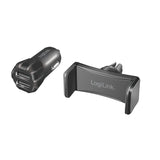 Cargador De Coche Usb Logilink + Soporte Para Smartphone En Un Set