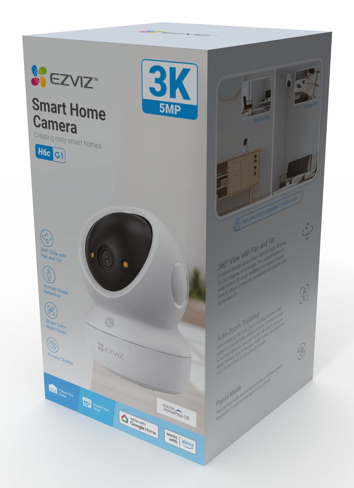 EAN 6941545642147 - EZVIZ H6c G1 3K Esférico Cámara de seguridad IP Interior 2880 x 1620 Pixeles Techo/Pared/Escritorio imagen 15