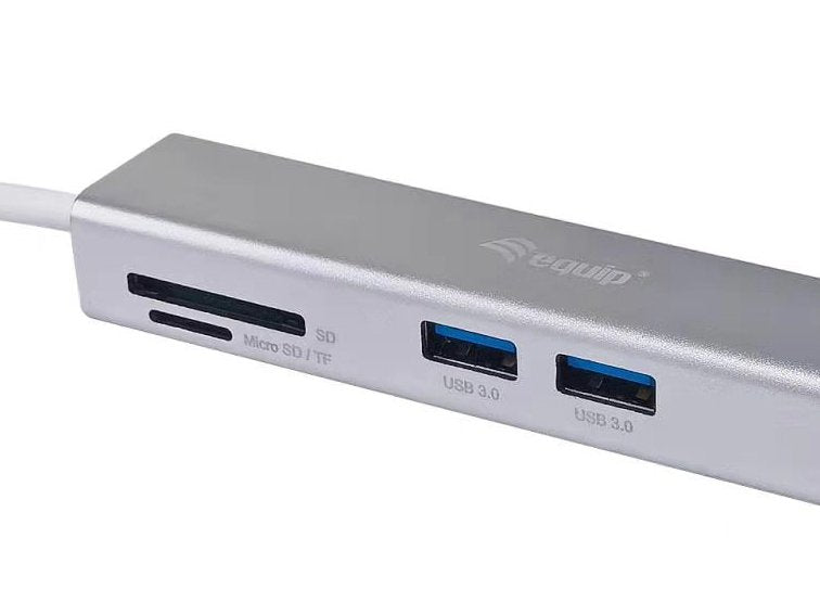 Adaptador Usb-C 5en1 Equip Hdmi  3 Puertos Usb 3.0  Lector De Tarjetas