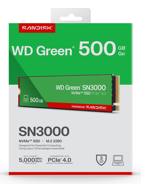 EAN 0718037904634 - SanDisk Green WD SN3000 NVMe 500 GB M.2 PCI Express 4.0 QLC 3D NAND imagen 4