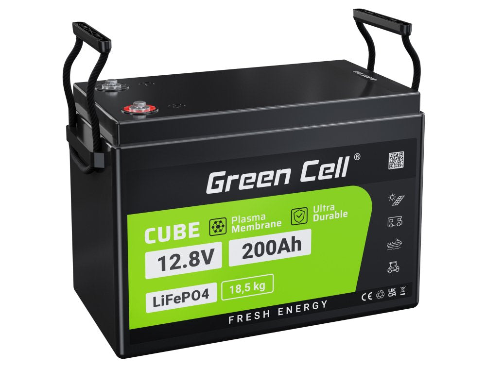 Green Cell Akumulator Lifepo4 200ah 12.8v 2560wh Litowo-¯Elazowo-Fosforanowy Do Kampera, Paneli Solarnych, Foodtrucka, Off-Grid (Cav04s) Batería Recargable Indu