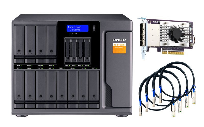Qnap Unidad De Expansion Nas Tl-D1600s 12x 3.5" + 4x 2.5" Sata, 4x Sff-8088, 303.8x369.9x319.8 Mm