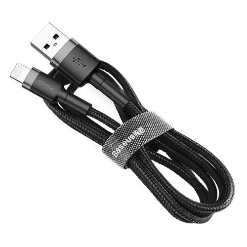 Cable De Carga / Datos Baseus Cafule Usb A Lightning 2.4a 1m, Gris-Negro
