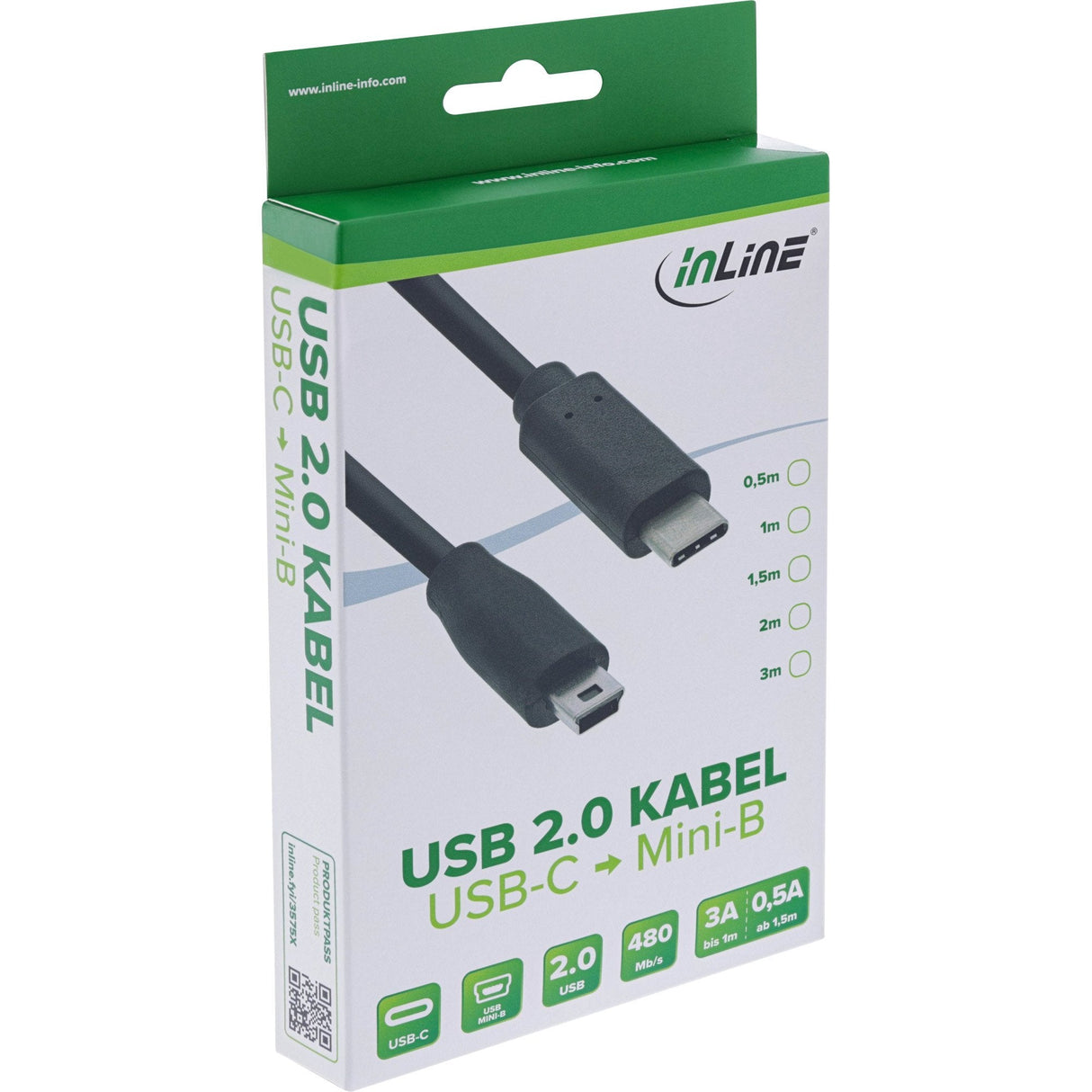 Cable Inline Usb 2.0, Tipo C Macho A Mini-B Macho (5 Pines), Negro, 1,5 M