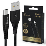 Extralink Smart Life Cable 15w, Usb - Usb-C 200cm, Nylon Braided, 6.5v 3a, Black, Cabesl01