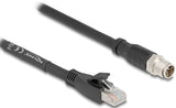 Delock M12 Cable X-Kodiert 8 Pin Stecker Zu Rj45 Stecker Cat.5e S Ftp Flexibel 2 M Schwarz