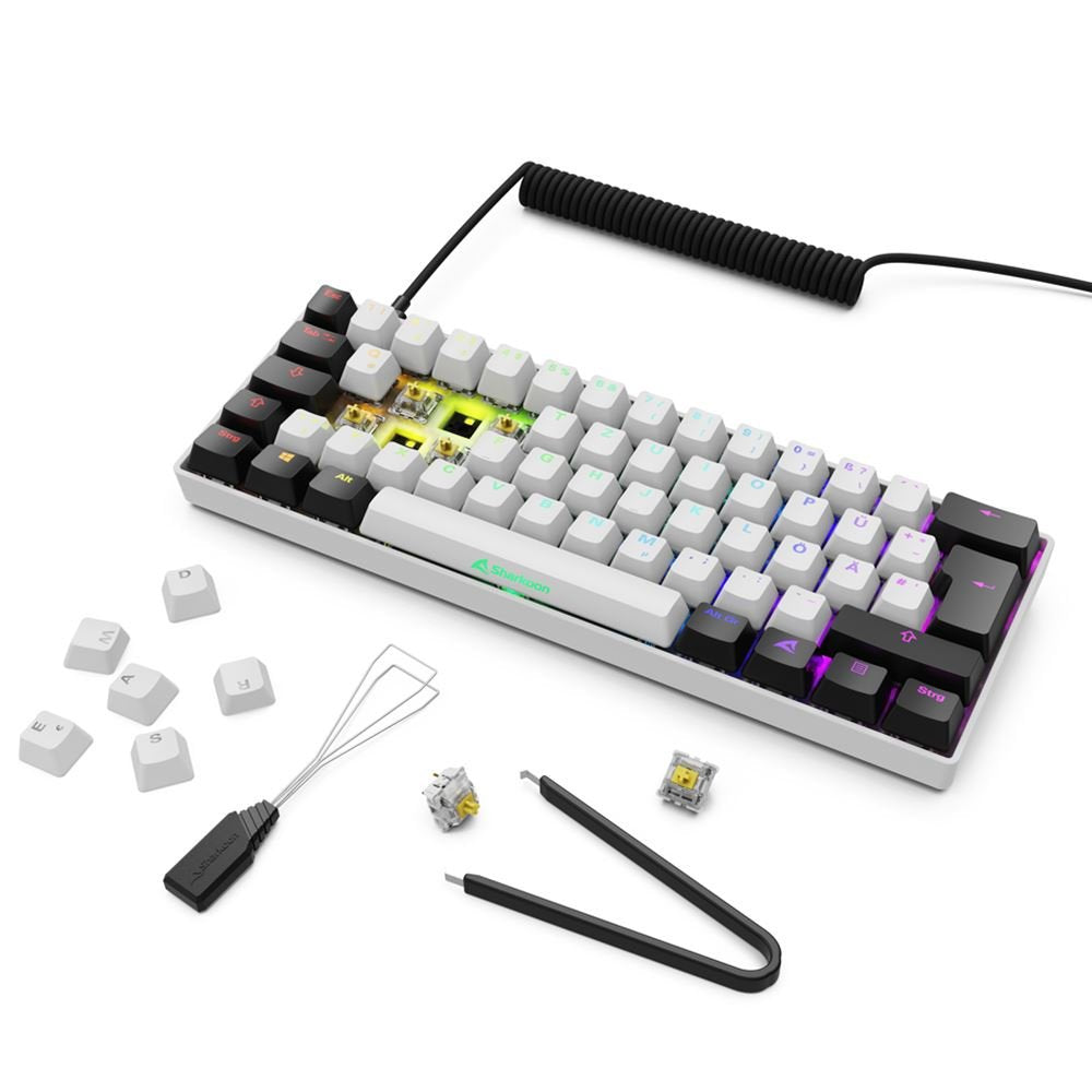 Sharkoon Skiller Sgk50 S4 Gen2, Teclado De Juegos White, De-Layout, Gateron Yellow 4044951041886