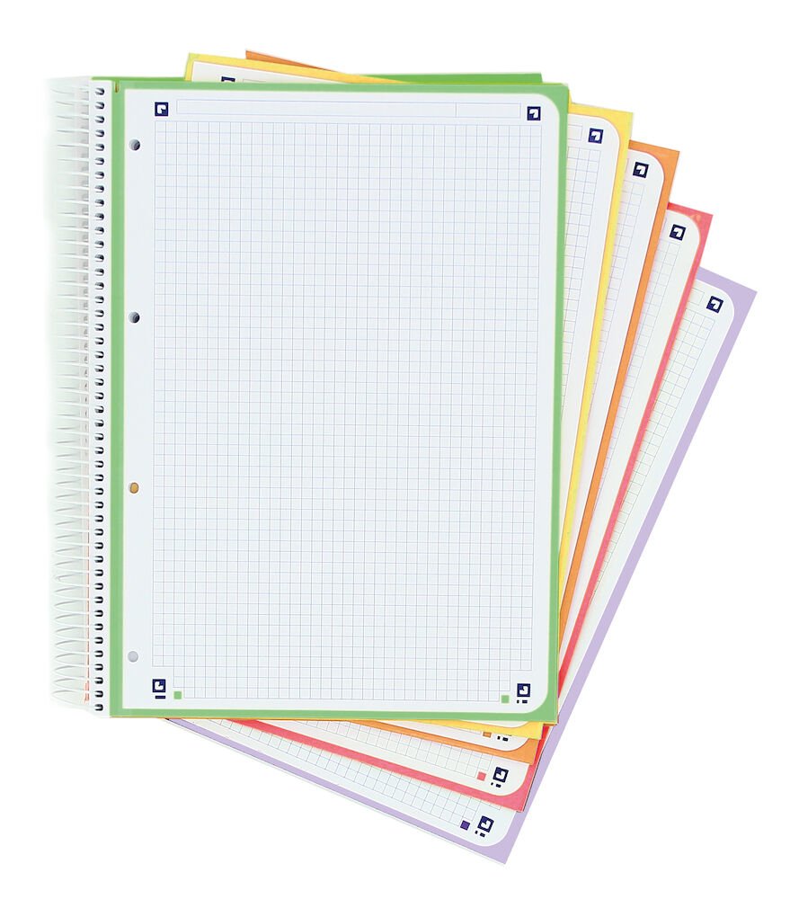 Oxford Cuaderno Europeanbook 5 Microperforado 120 Hojas (50% Gratis) 5x5 Tapas De Plástico Lagoon A4+ Colores -5u-