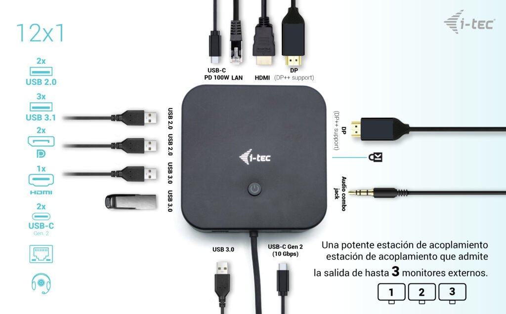 I-Tec Usb-C Hdmi+2x Dp Charger I-Tec Dock Pd 100wcharger 112w