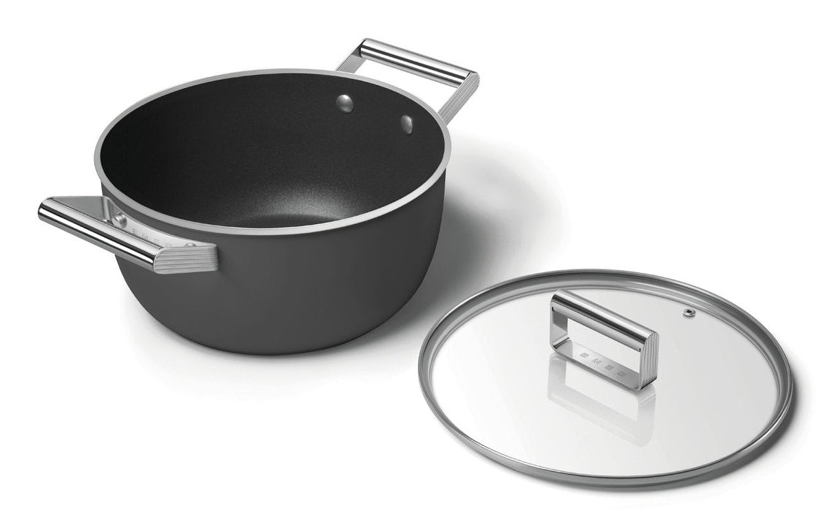 Smeg Csf2412blm Kochtopf, 20 Cm, Keramik, Edelstahlgriff, Mattschwarz