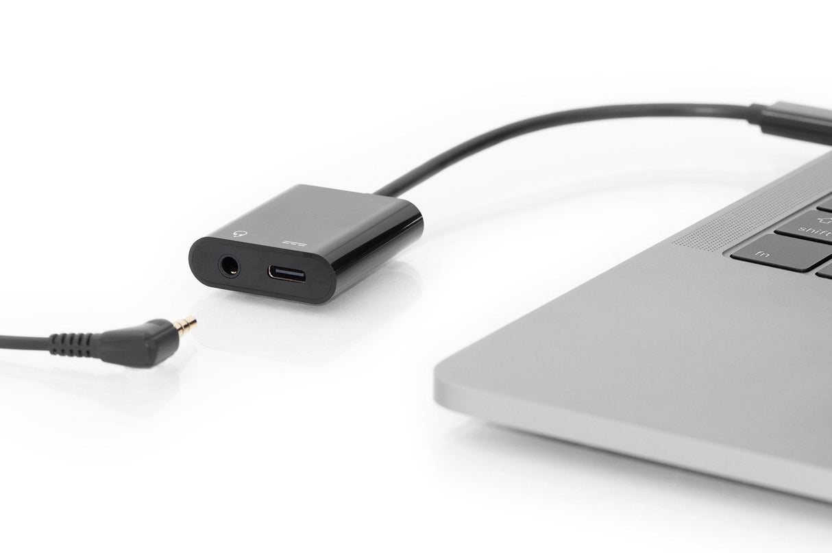 Adaptador Digitus Usb Splitter Tipo C - 3.5mm Tipo C M/F/F 0.2m Gen2 5a 10gb