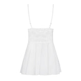 810-Bab-2 Babydoll Y Tanga Color Blanco Talla (Interno):L/Xl