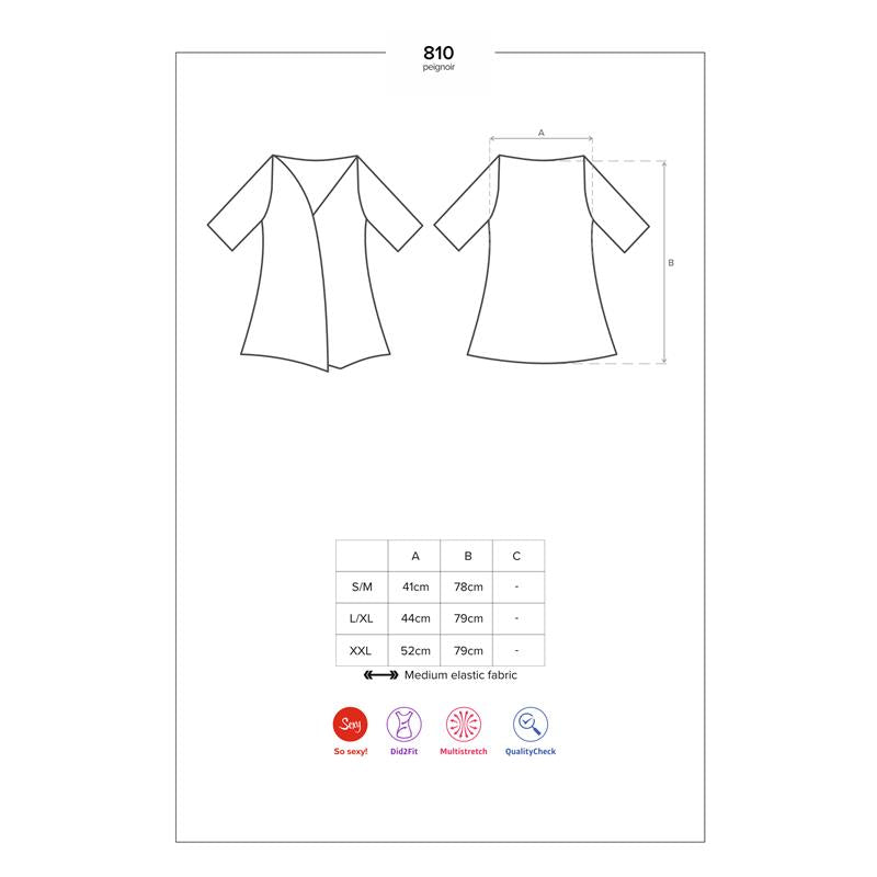 810-Pei-1 Kimono Con Encaje Negro Talla (Interno):S/M