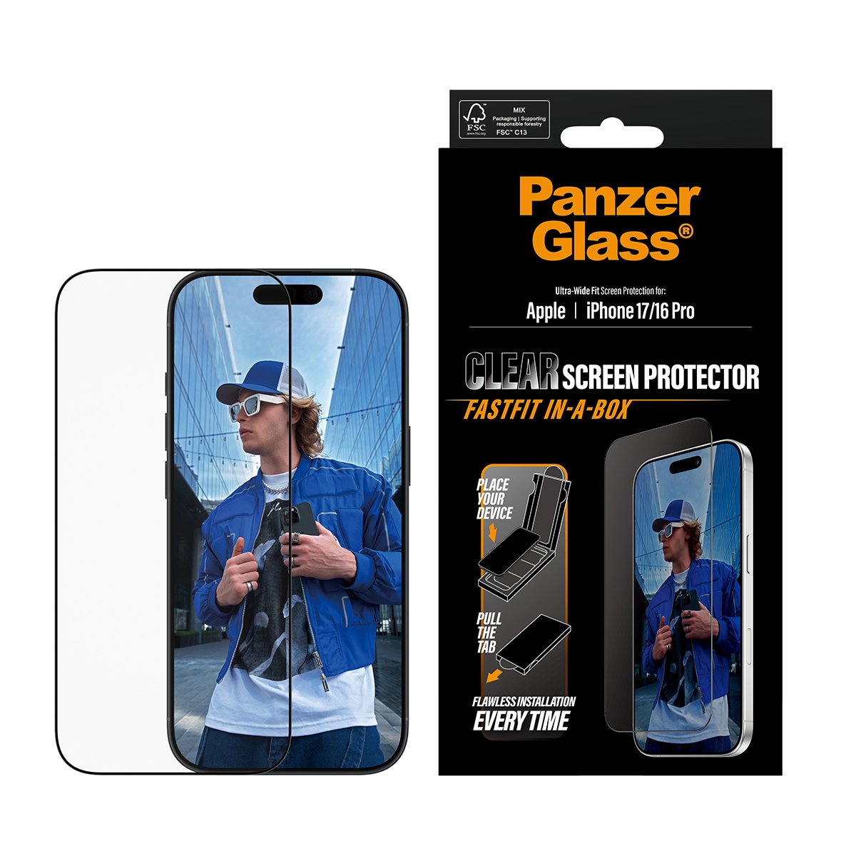 EAN 5715685026676 - PanzerGlass ® Screen Protector iPhone 17 | iPhone 16 Pro | Ultra-Wide Fit w. FASTFIT IN-A-BOX Protector d imagen 2