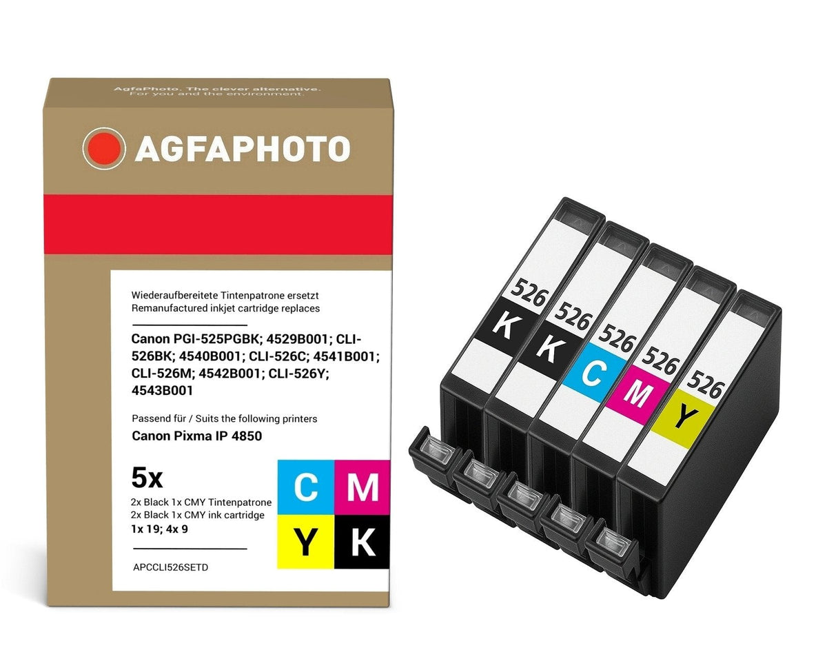 EAN 4250164825339 - AgfaPhoto APCCLI526SETD cartucho de tinta 5 pieza(s) Compatible Rendimiento estándar Negro, Cian, Magenta imagen 1