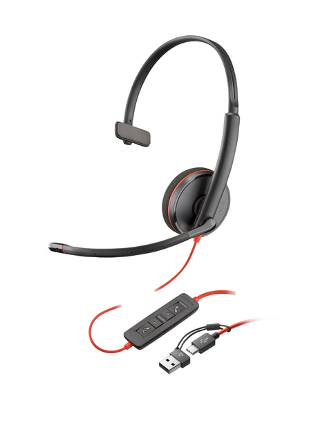 EAN 0197498433110 - HP Poly Blackwire 3210 Monaural USB-C Black Headset +USB-C/A Adapter (Bulk) Alámbrico Diadema Business/Ev imagen 1