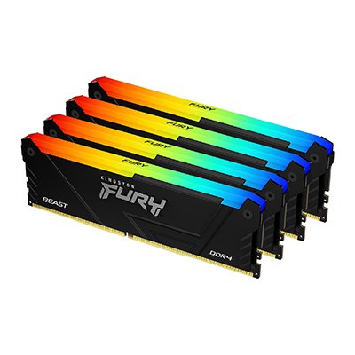 Memoria  Kingston Fury Dimm Ddr4 32 Gb 3200 (4x 8 Gb) Kf432c16bb2ak4/32, Beast Rgb, Intel Xmp Kf432c16bb2ak4/32 Negro