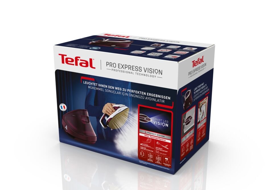 Estación Plancha  Tefal Pro Express Vision Gv9810e0  Al Vapor 3000 W 1,1 L Durilium Airglide Autoclean Soleplate Rojo, Blanco, Estación De Planchado A Vapor Berenjena/Blanco, 3000 W, 680 G/Min, Durilium Airglide Autoclean Soleplate, 8,3 Bar