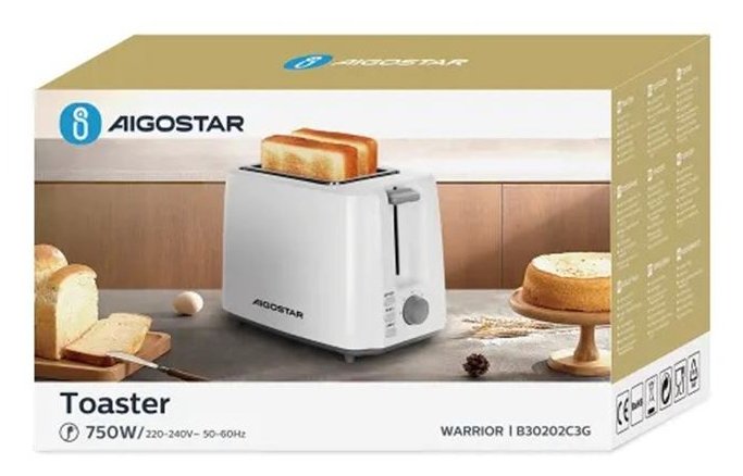 Tostador Con Potencia Ajustable 750w Blanco Aigostar