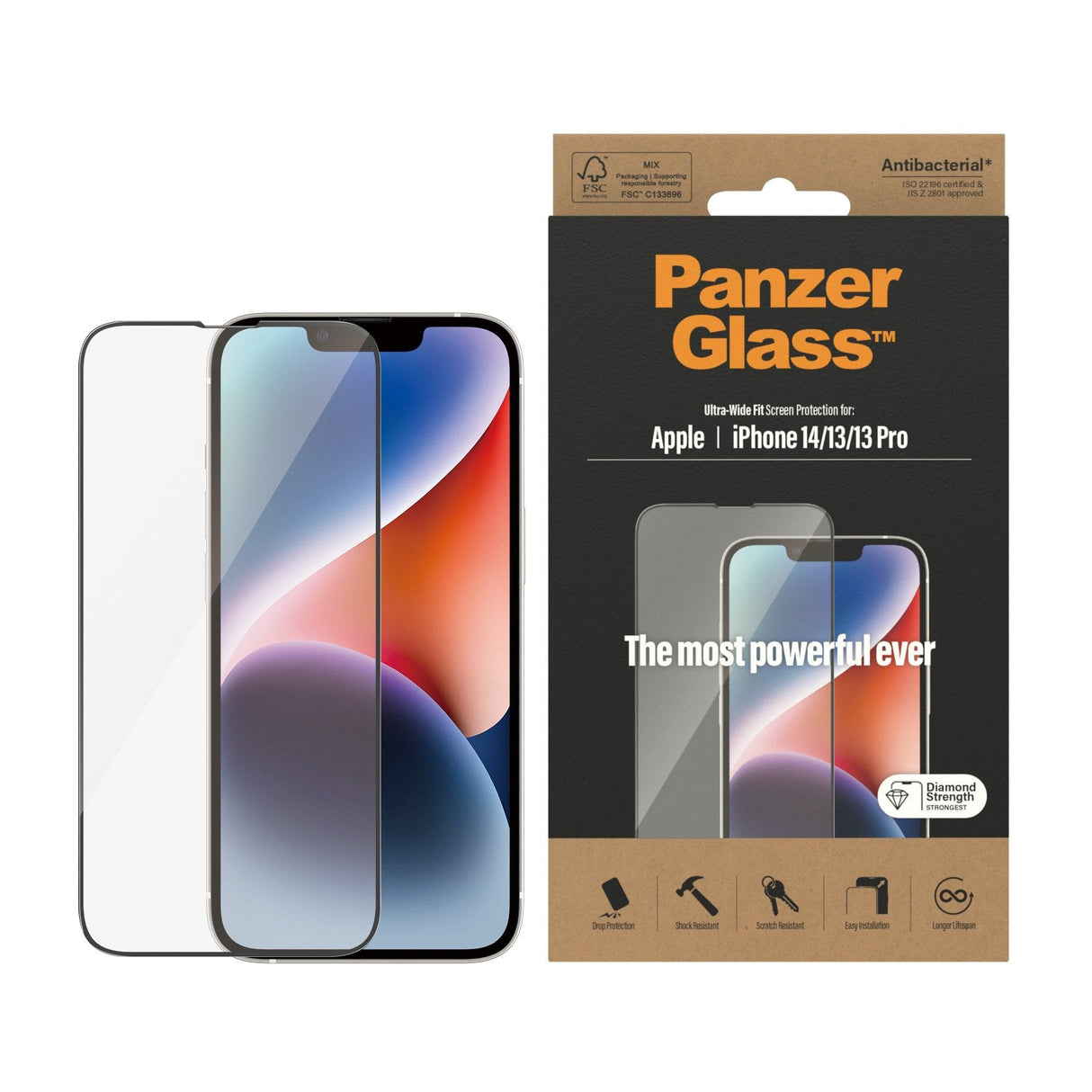 Panzerglass Ultra-Wide Fit Apple Iphone Protector De Pantalla Apple - Iphone 14, Apple - Iphone 13, Apple - Iphone 13 Pro