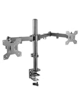 Soporte Monitor Dual Ajustable 27'' Negro Marm2 Mars Gaming De 13 A 27''/ Hasta 8kg/ Vesa 75x75, 100x100mm/ Rotación 360º/ Ángulo 180º/ Ajustable En Altura/ Articulado