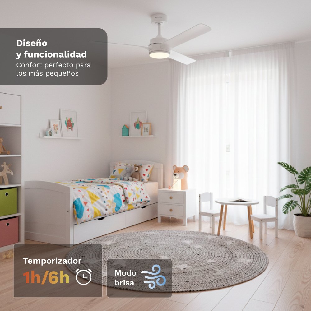 Ventilador De Techo Grunkel Skyeasy52 30w 3 Aspas 132cm 6 Velocidades