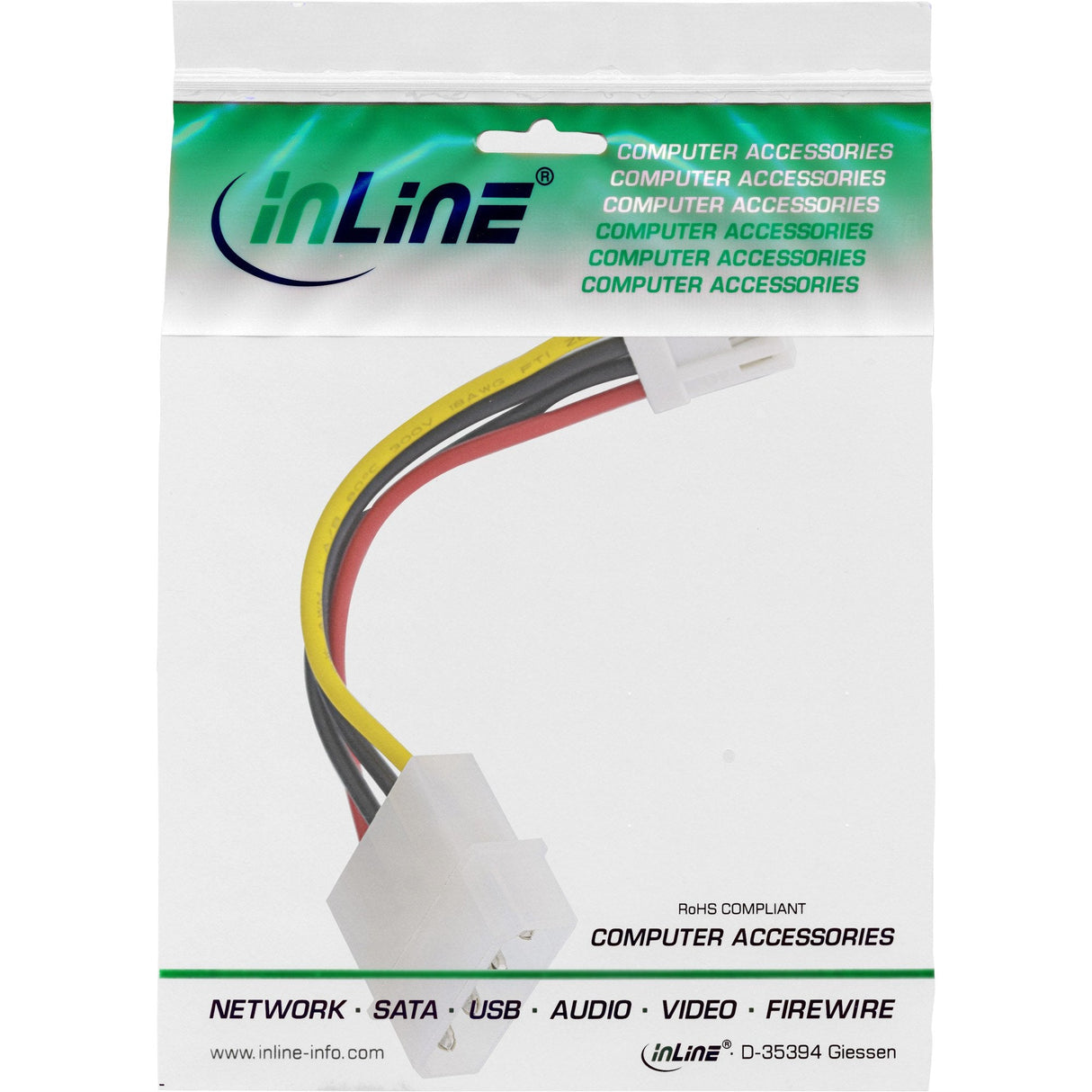 Adaptador De Corriente Inline Molex Interno De 5,25" Hembra De 4 Pines A Disquete Macho De 3,5" De 6 Cm
