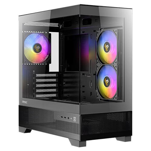 Caja Minitorre Microatx Cx500m Rgb Negro Antec Int:2x3.5,1x2.5/ 2xusb3.0, 1xusb3.2 Tipo C/ Audio In/Out/ Panel De Cristal Templado