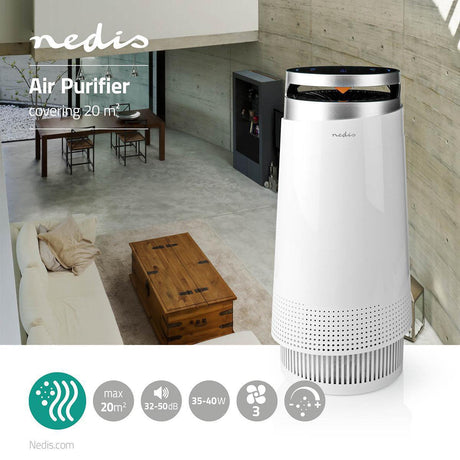 EAN 5412810319565 - Nedis AIPU100CWT purificador de aire 20 m² 50 dB 35 W Negro, Blanco imagen 8
