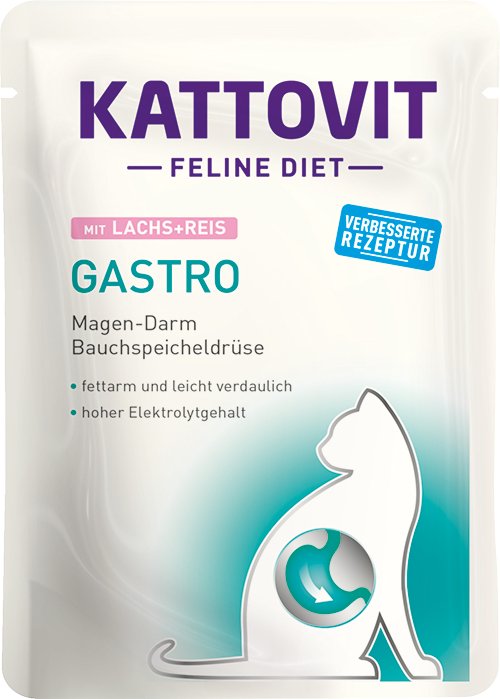 Comida Húmeda Para Gatos Kattovit Feline Diet Gastro Salmon With Rice  85g