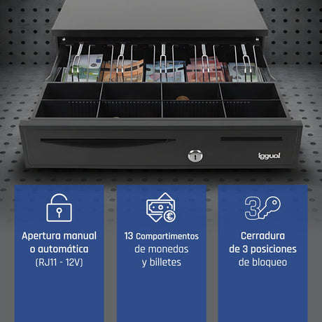 EAN 8435364316344 - iggual IRON-50 Cajón de efectivo automático y manual imagen 3