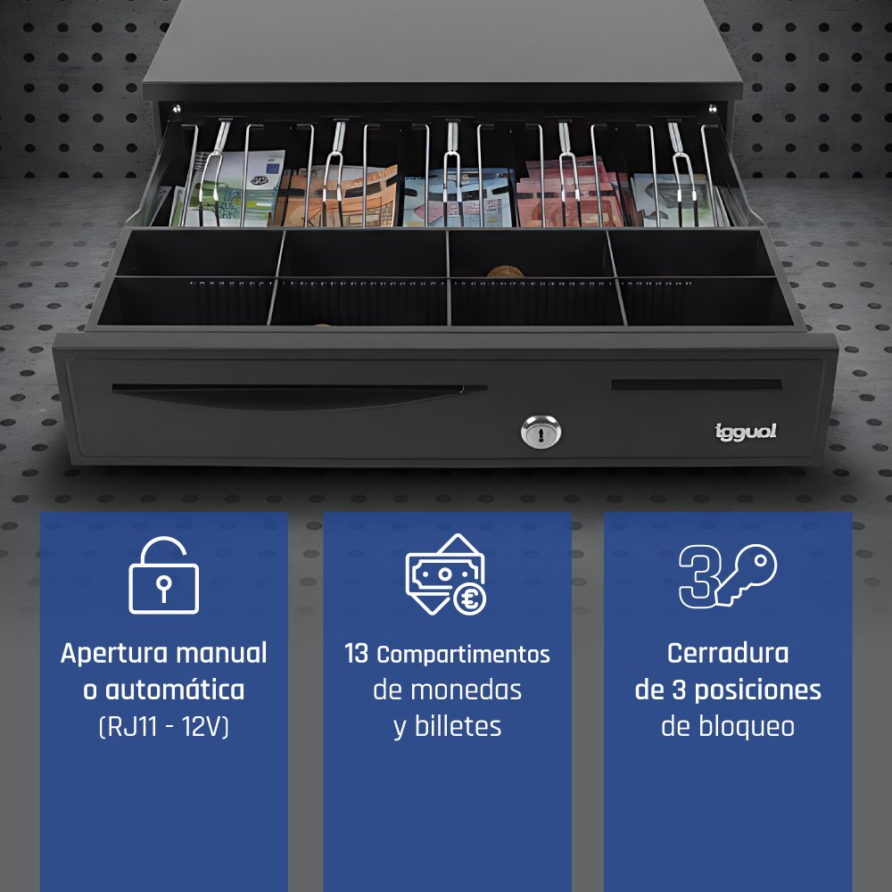 EAN 8435364316344 - iggual IRON-50 Cajón de efectivo automático y manual imagen 4