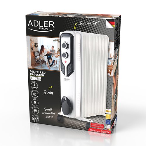 EAN 5903887805919 - Adler AD 7816 calefactor eléctrico Exterior Blanco 2000 W Radiador de aceite eléctrico imagen 6