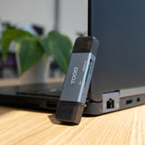 Lector Tarjetas Usb3.0  (Usb-C+Usb-A), Sd/Tf, Gris