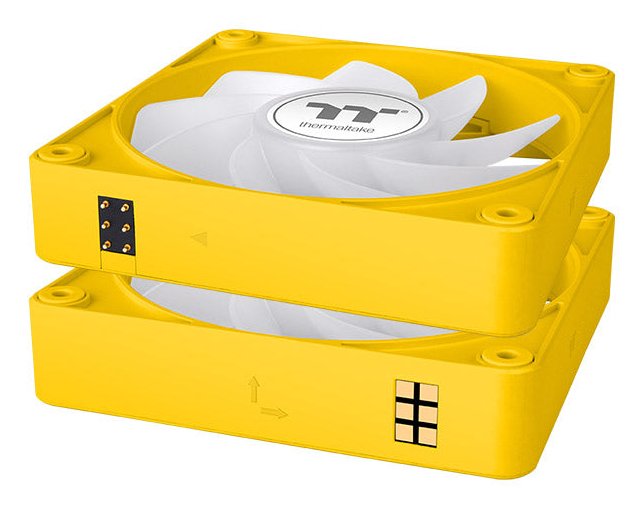Thermaltake Ct120 Ex Reverse Argb Sync Sync Pc Ventilador De Enfriamiento Bumbleado, Ventilador De Casos Amarillo, 3 Paquete, 120 Mm Cl-F223-Pl12bb-A