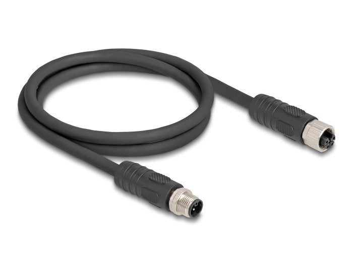Delock M12 Cable L-Kodiert 4 Pin Stecker Zu Buchse Pur Schleppkettentauglich 5 M Schwarz
