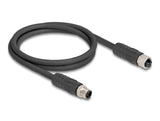 Delock M12 Cable L-Kodiert 4 Pin Stecker Zu Buchse Pur Schleppkettentauglich 5 M Schwarz