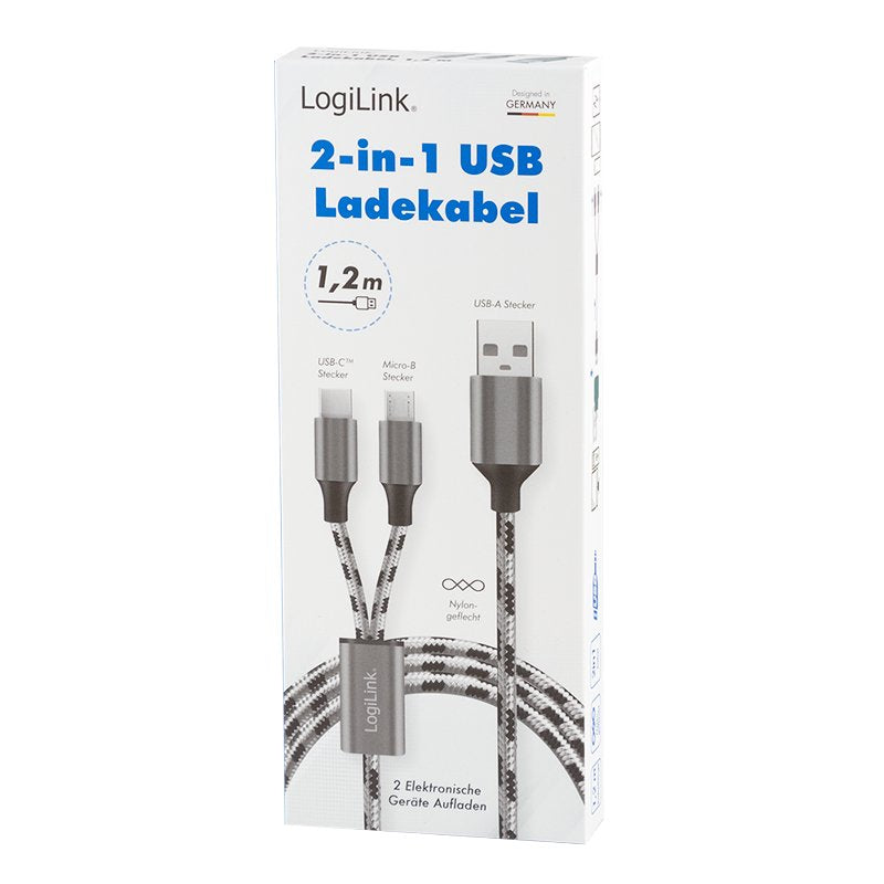 Kabel Usb2.0 A/M Do Micro Usb + Usb-C, 1.2m