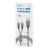 Kabel Usb2.0 A/M Do Micro Usb + Usb-C, 1.2m