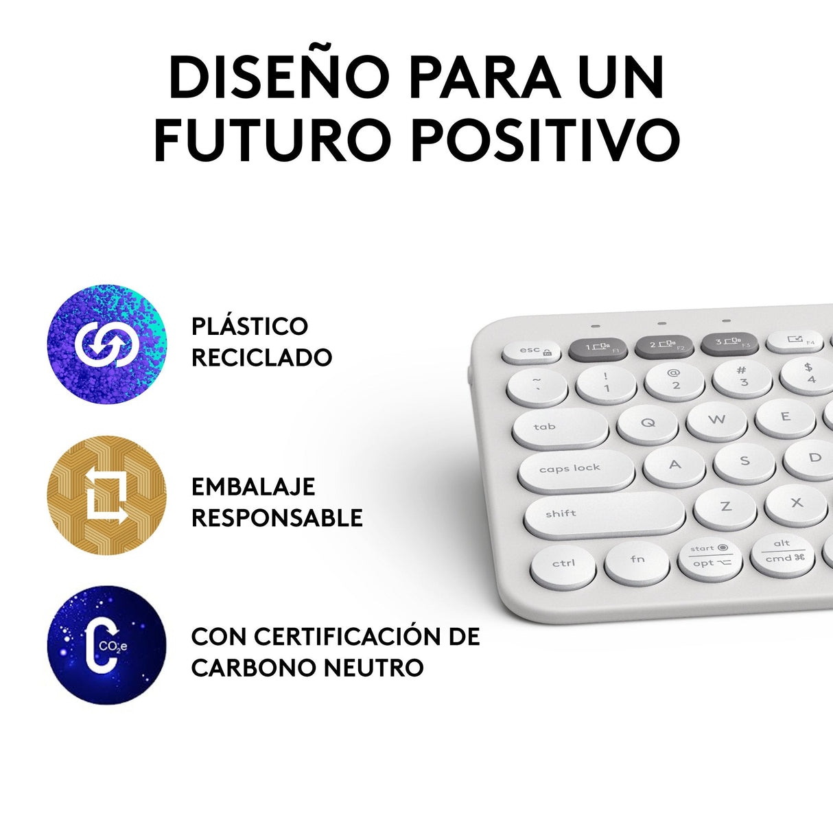 Teclado Logitech Pebble Keys 2 K380s Rf Wireless + Bluetooth Qwerty  Blanco Español