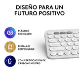 Teclado Logitech Pebble Keys 2 K380s Rf Wireless + Bluetooth Qwerty  Blanco Español