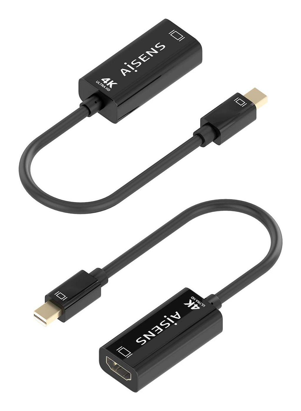 Aisens Conversor Mini Dp A Hdmi 4k@60hz, Mini Dp/M-Hdmi/H Negro, 15cm