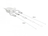 Delock Easy 45 Modul Usb 2.0 3 In 1 Aufrollcable Usb Typ-A Zu Usb-C, Micro Usb Und Lightning Weiss