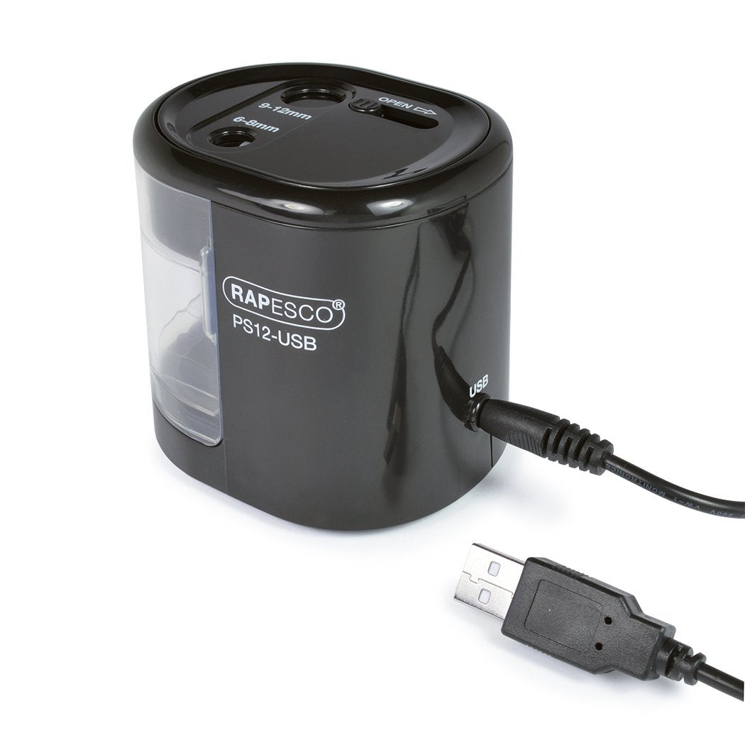 Rapesco® Elektrischer Anspitzer Negro Transparente