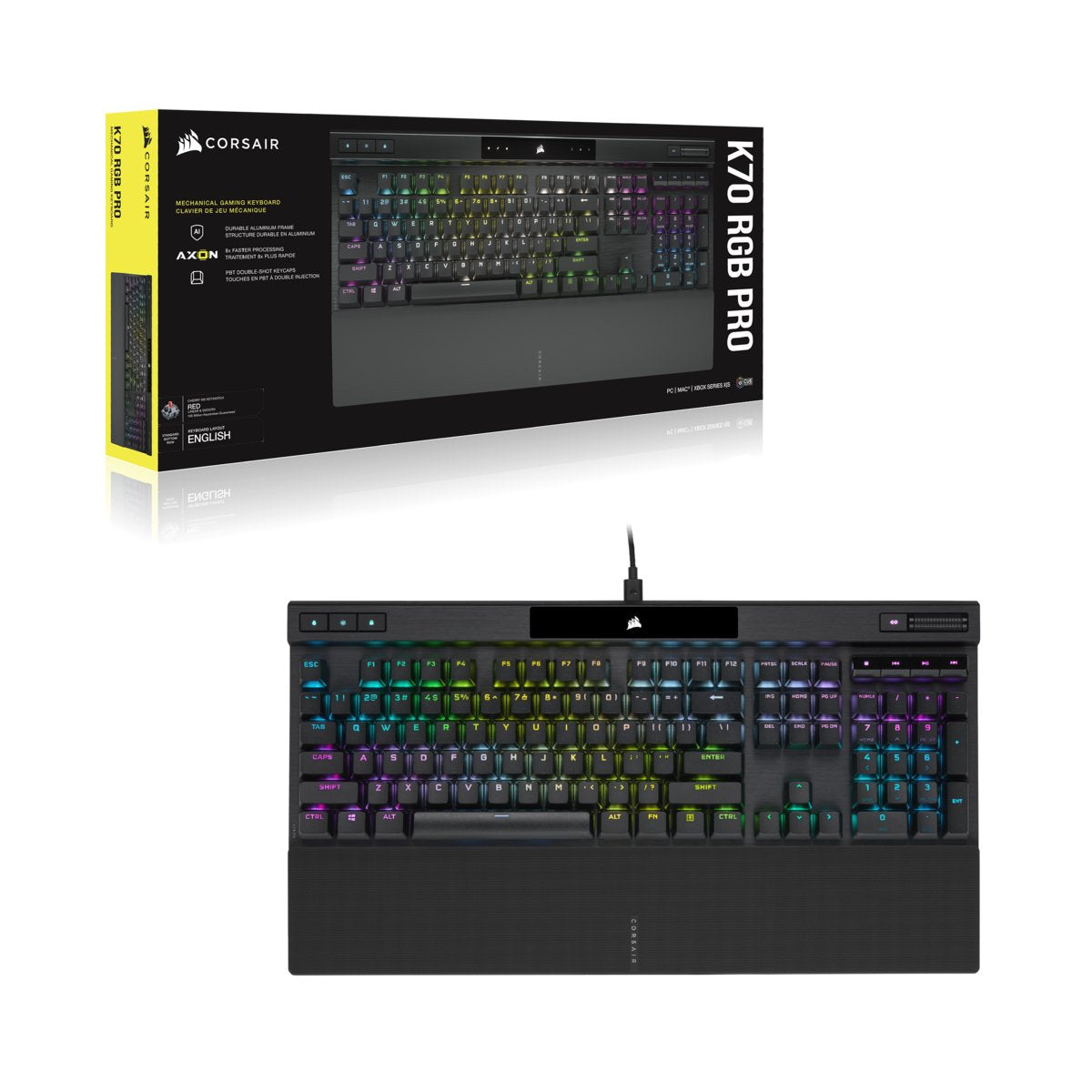 Corsair K70 Rgb Pro Mechanical Gaming Keyboard, Cherry Mx Switch, Nd Layout, Wired, Black