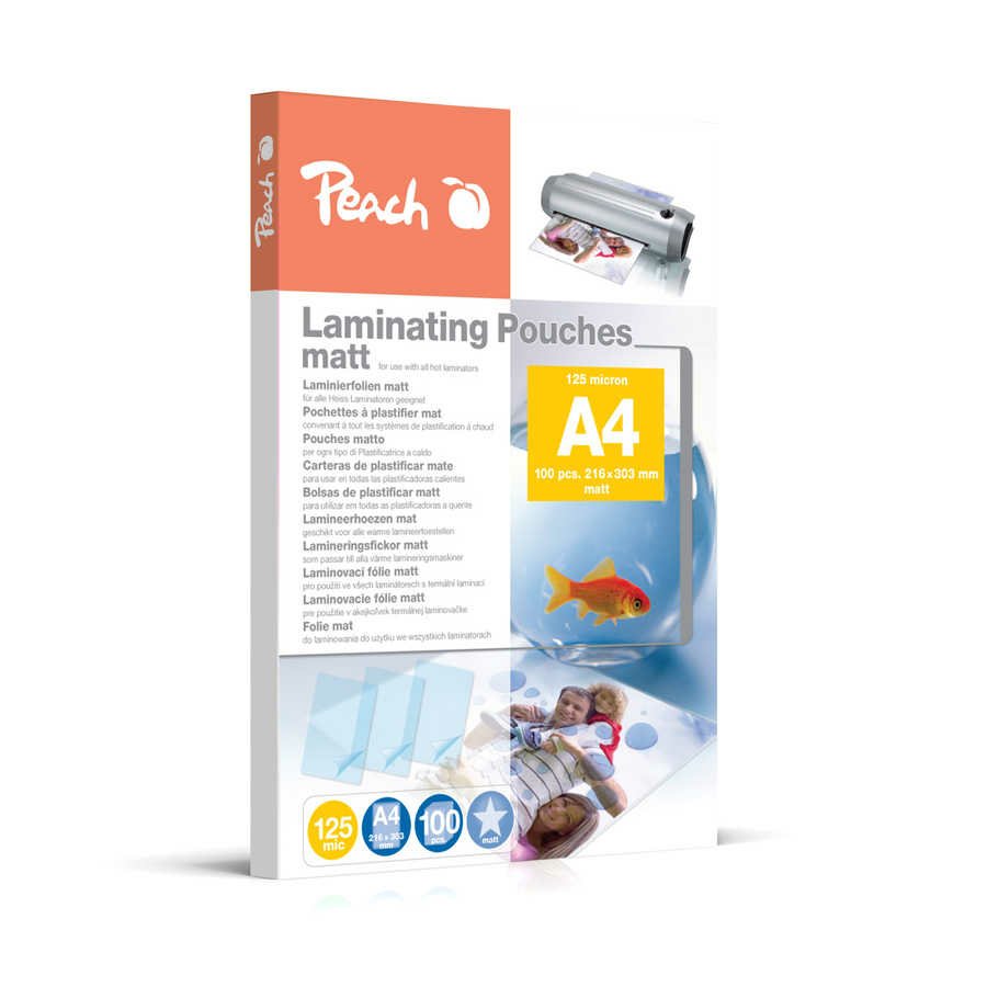 Estuches Para Plastificar Peach A4, 125 Mic, Mate, 100 Piezas.