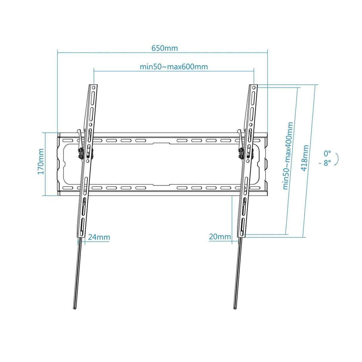 Tooq Soporte Fijo De Pared Para Tv De 37"-80" Inclinable- Peso Max 45kg - Vesa 600x400mm