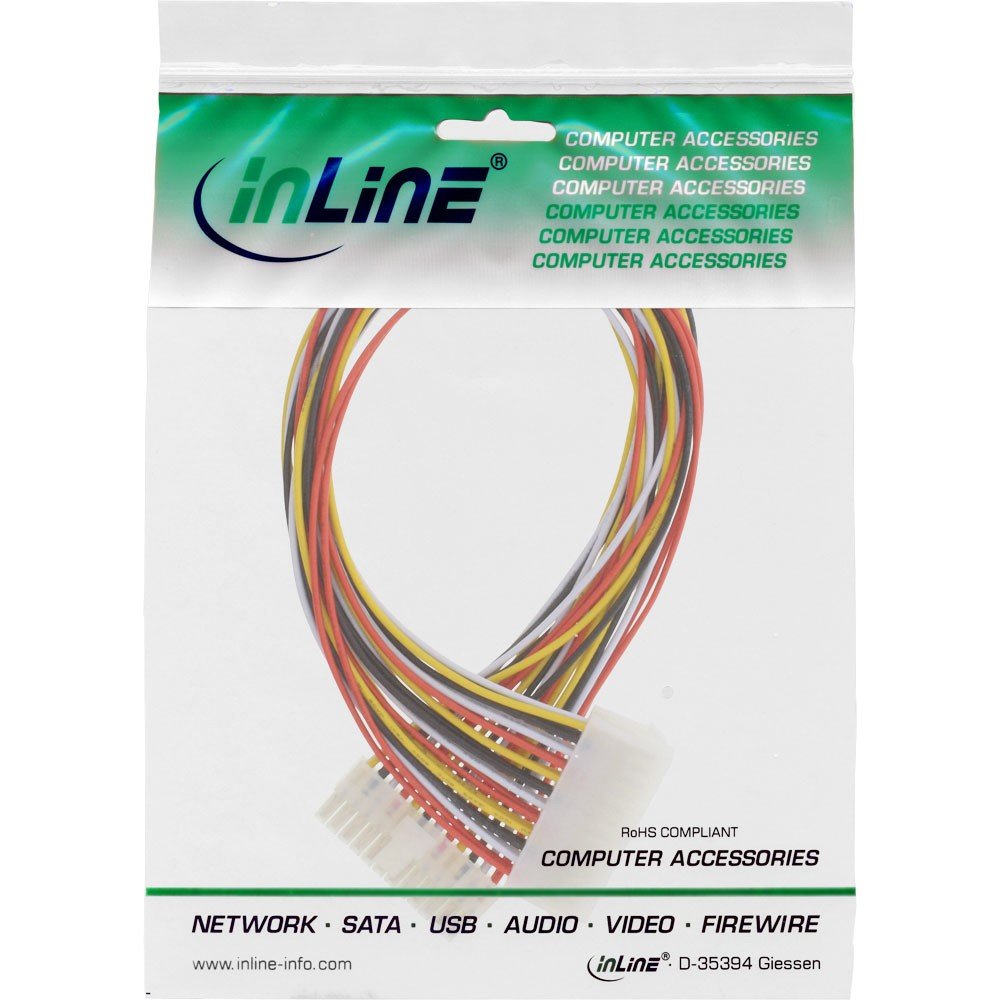 Extensión Del Cable De Alimentación Inline Atx De 24 Pines Hembra A 20+4 Pines Macho De 45 Cm