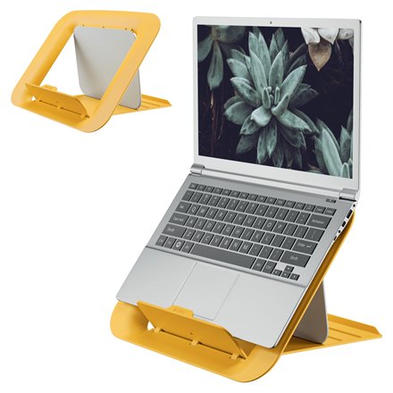 Leitz Ergo Cosy Soporte Ajustable Para Portatil - Diseño Ergonomico - Altura Ajustable - Color Amarillo Calido